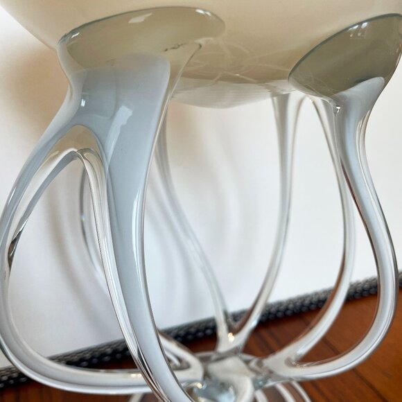 White Blown Glass Candy Bowl–Jozefina of Krosno Poland–Octopus Candy Dish–Large - Picture 4 of 7